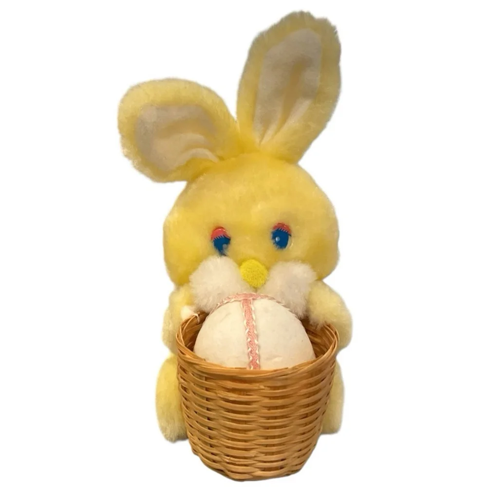 Vtg Liberty Bell Easter Bunny Rabbit with Basket and Egg Plush Stuffed Animal 7